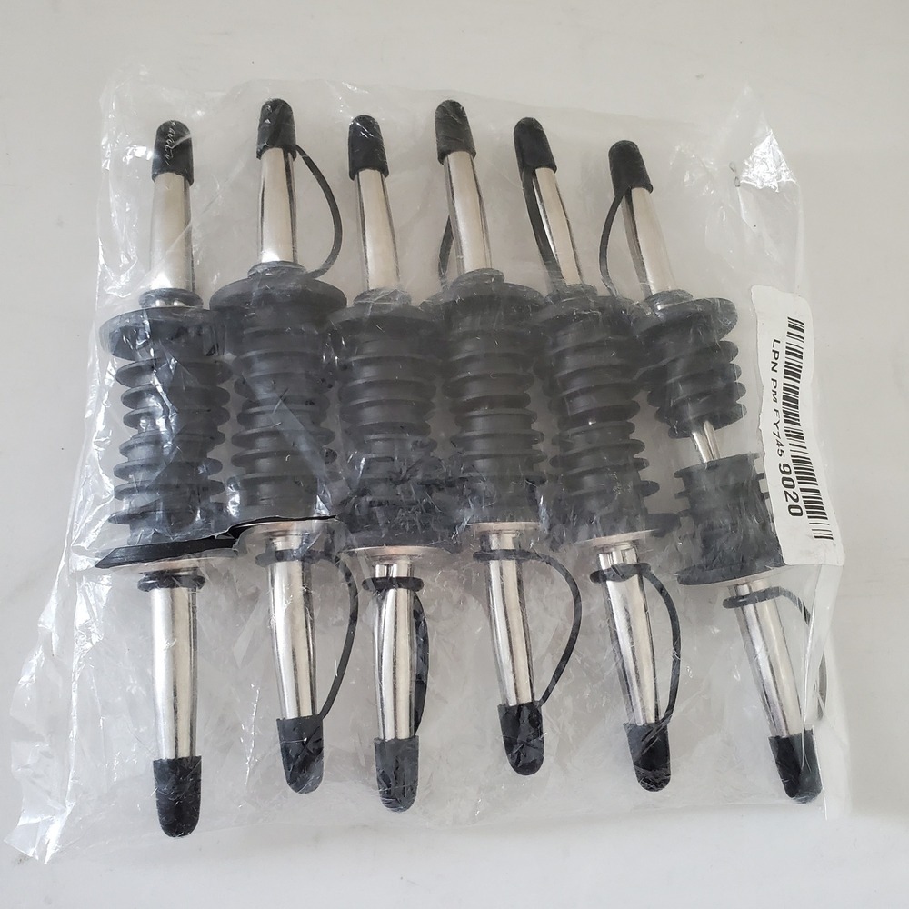 Fernilkt 12 Pack Stainless Steel Liquor Pour Spouts with Rubber Dust Caps Black